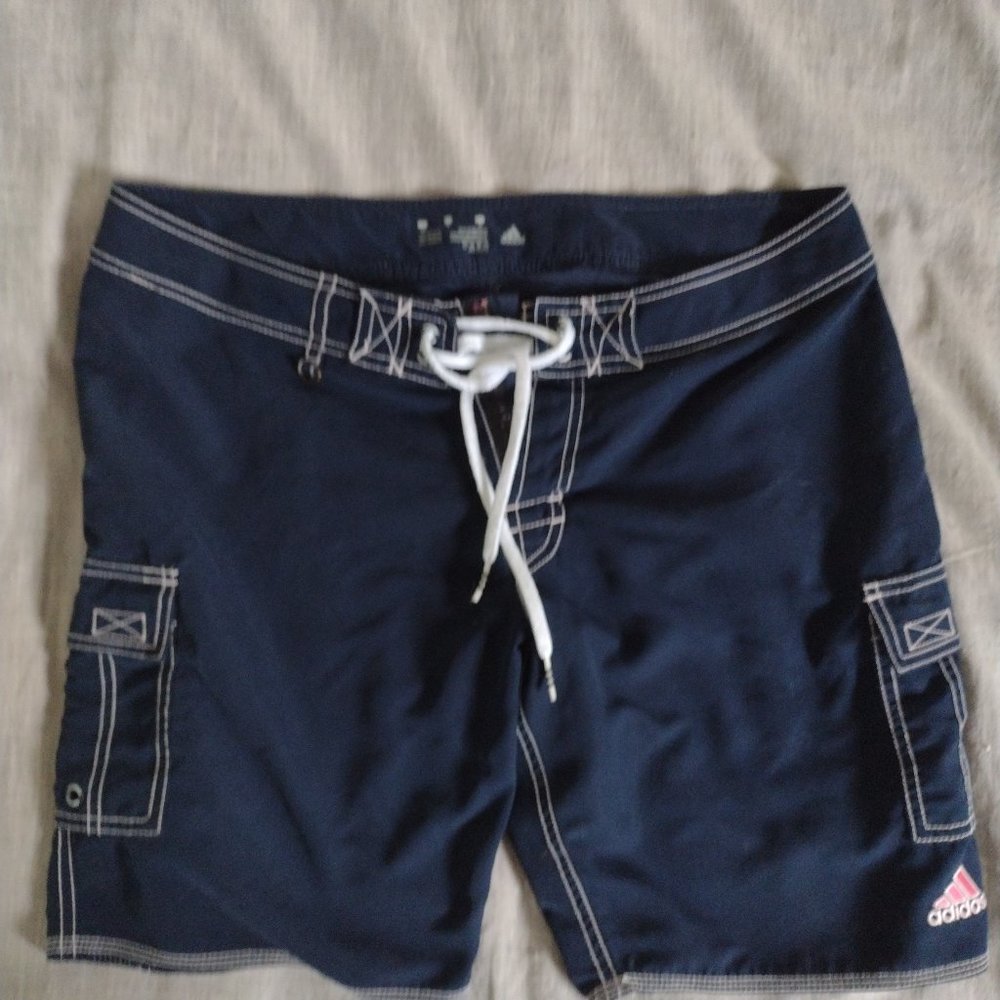 ADIDAS Women’s M Swim Board Blue Shorts w/pockets